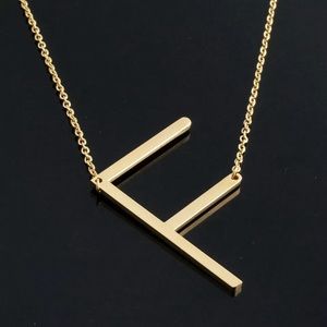 "Lucy" Letter F Gold Single Inital Necklace